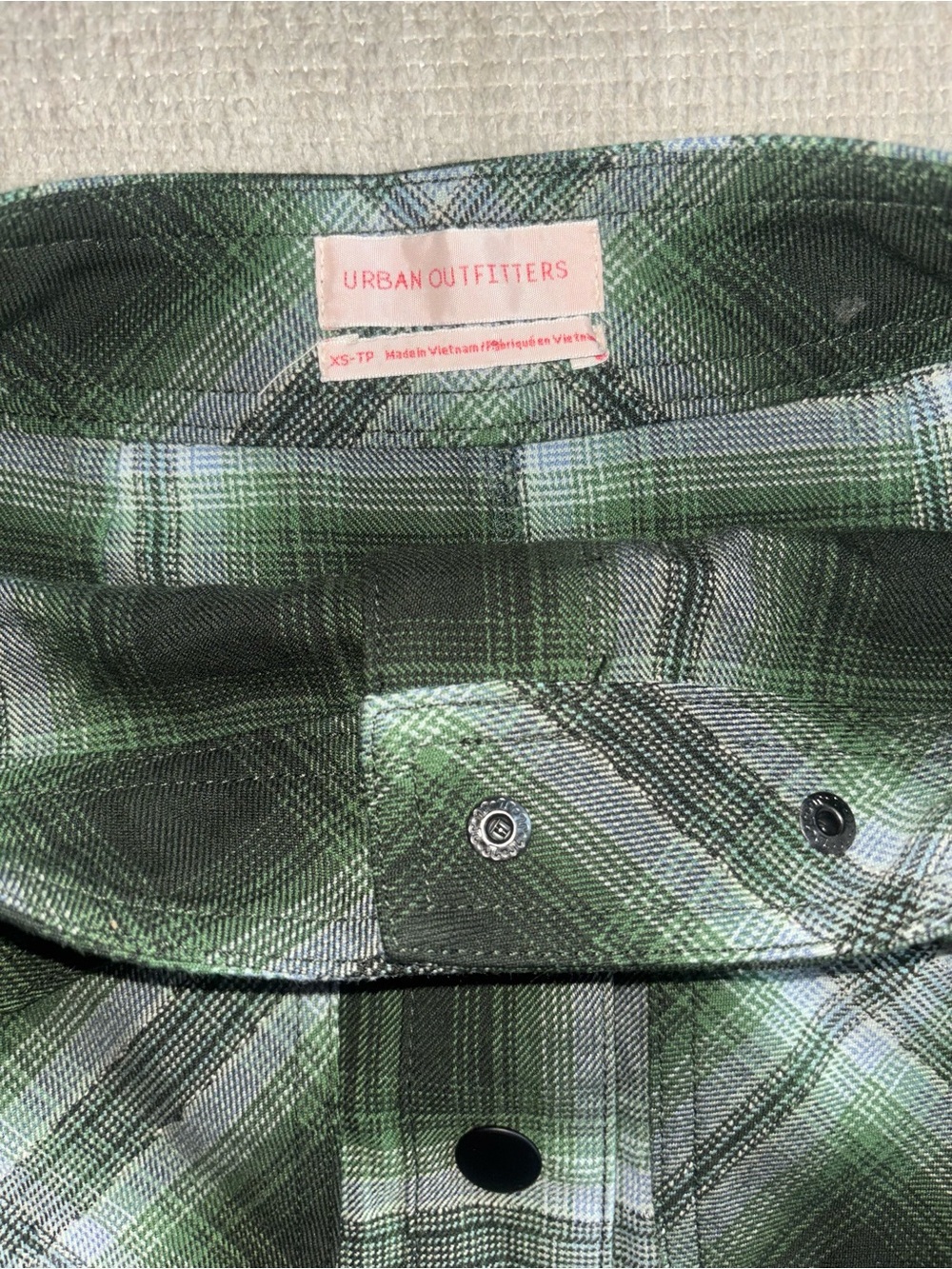 Urban Outfitters Green Plaid Button Front Mini Skirt Dark Academia XS - Picture 3 of 4